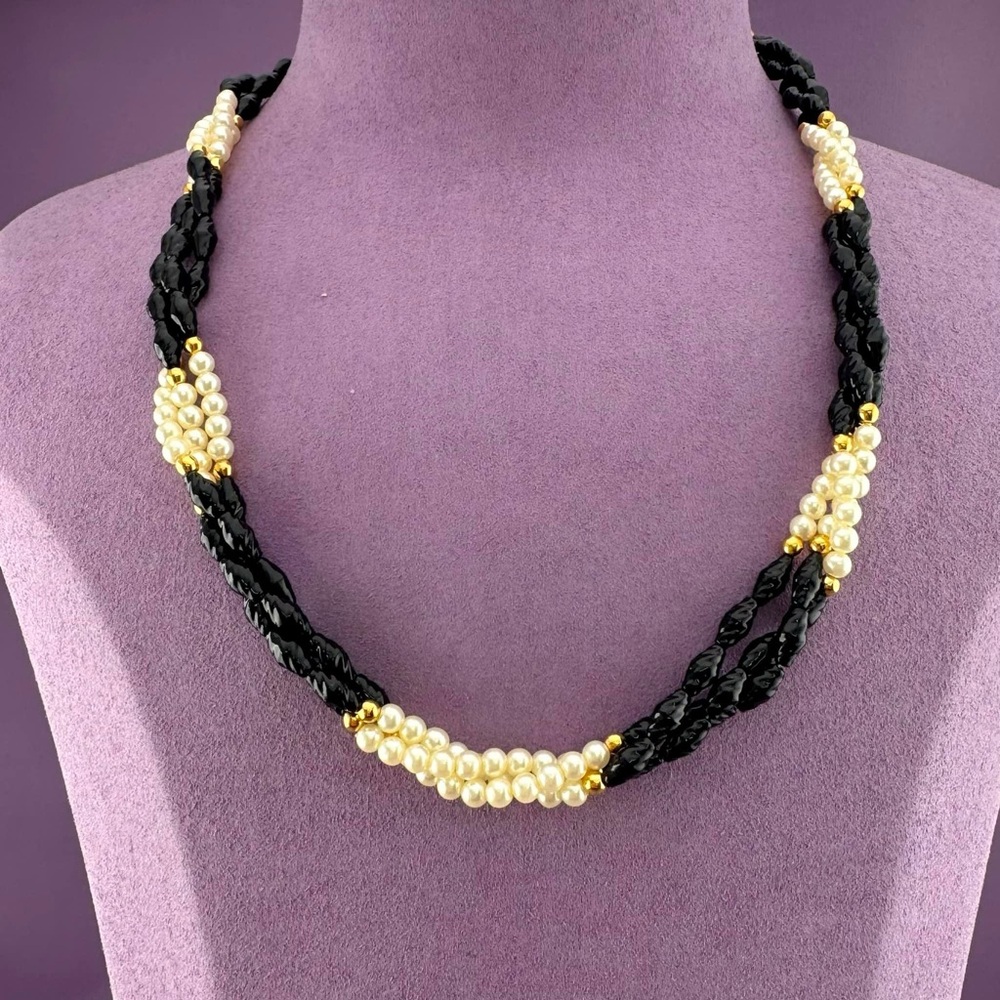 Black and White Double Stranded Choker
